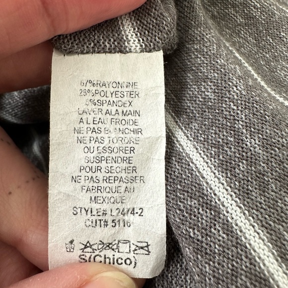 Ginger G Long Striped Open Front Cardigan Sweater Gray & White Size Small - Picture 9 of 11